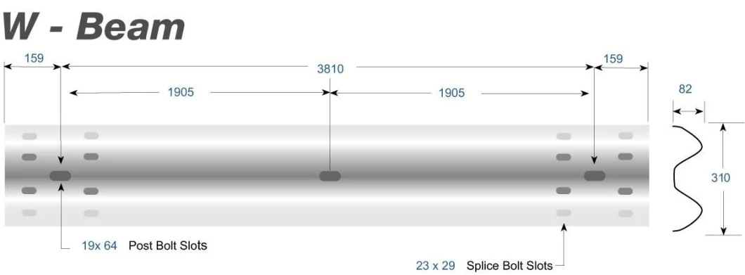 Hot DIP Galvanized Road Safety Steel Crash Barrier Metal W Beam Thrie Wave Bridge Railing Customized Expressway Motorway Highway Tri Beam W Beam Guardrail