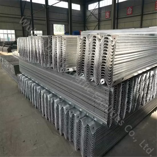 Aashto M180 Горячеоцинкованный гофрированный стальной барьер для защиты от столкновений с тремя W-образными балками, дорожное ограждение для дорожного моста, безопасность дорожного движения